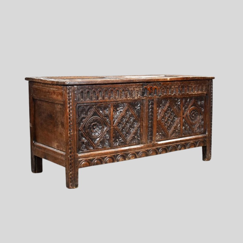 17th century carved oak coffer